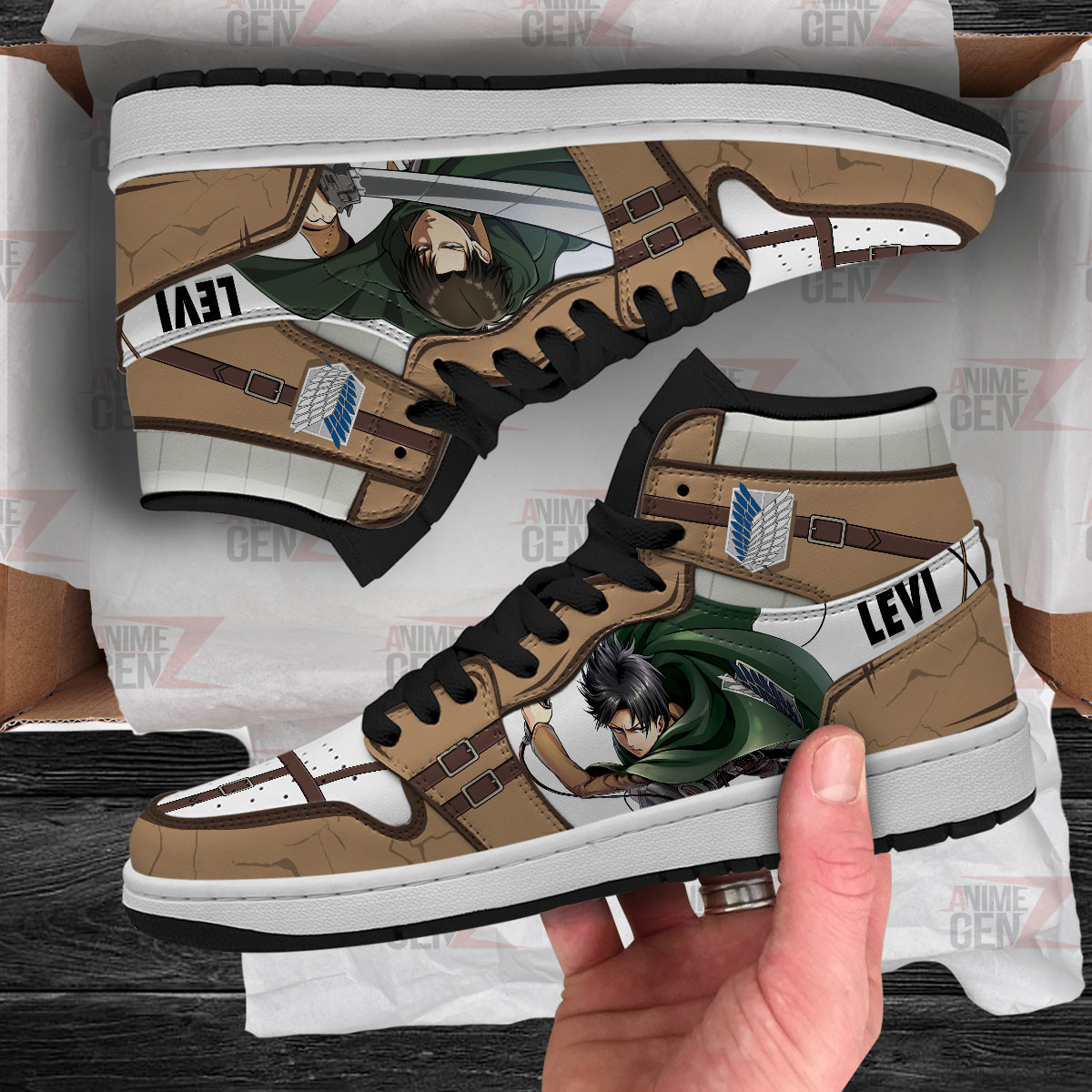 Attack On Titan JD Sneakers Levi Ackerman Custom Anime Shoes - Image 4