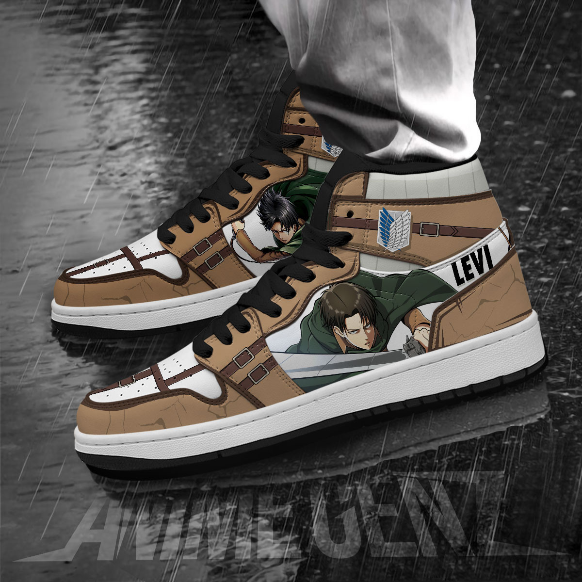 Attack On Titan JD Sneakers Levi Ackerman Custom Anime Shoes - Image 3
