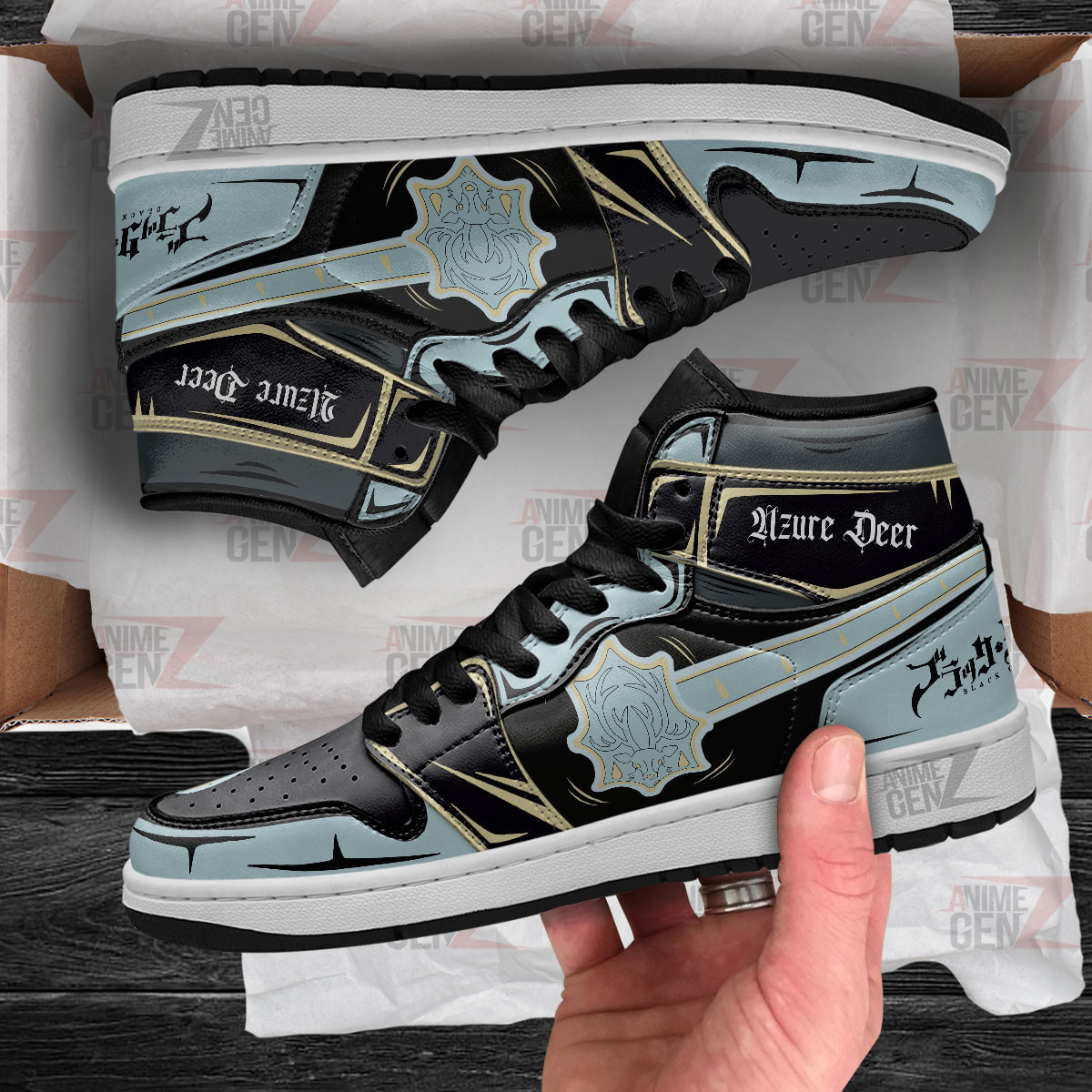 Azure Deer JD Sneakers Black Clover Custom Anime Shoes - Image 4