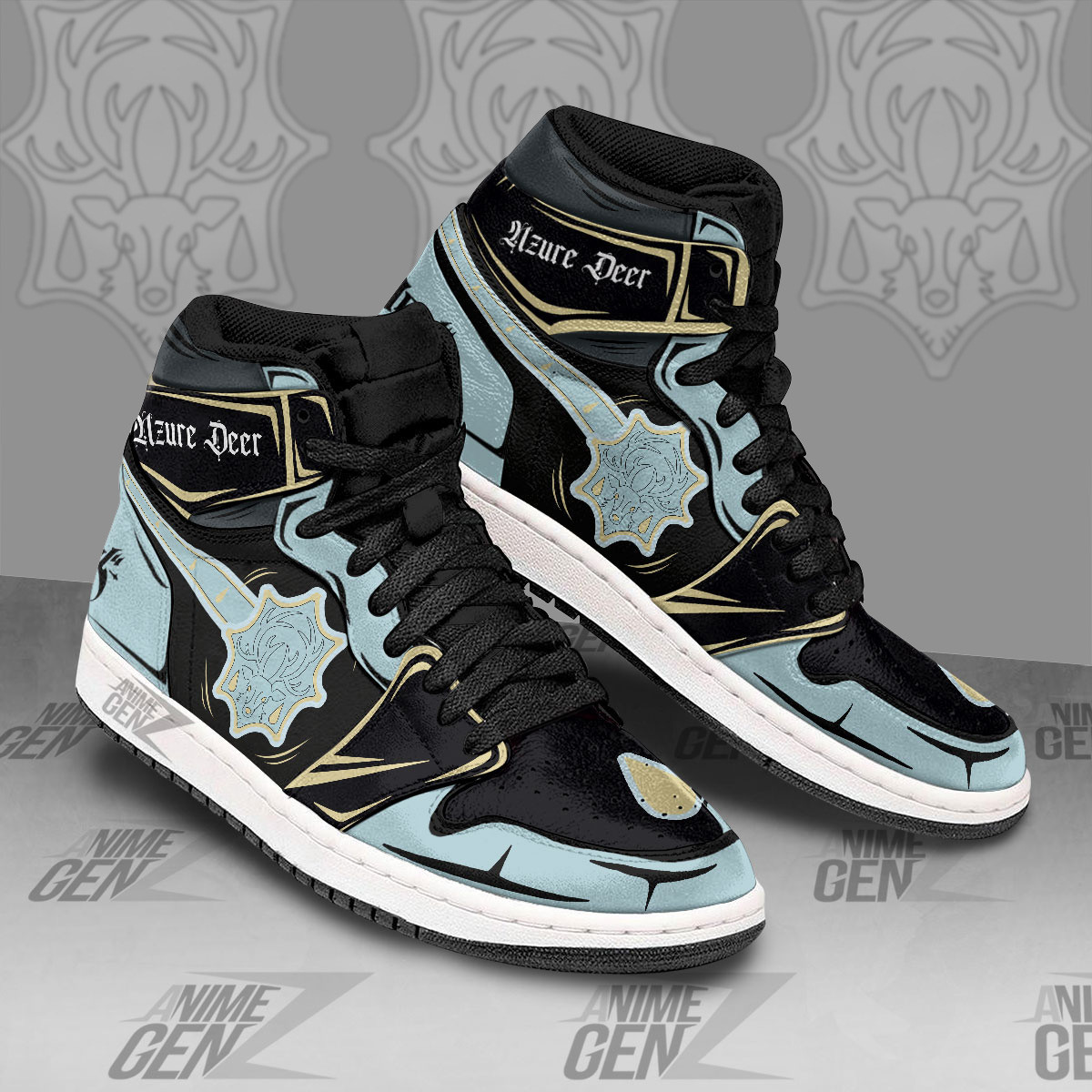 Azure Deer JD Sneakers Black Clover Custom Anime Shoes - Image 2