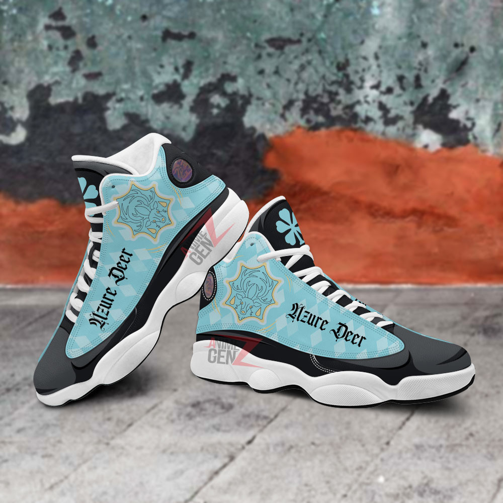 Back Clover Azure Deer Air Jordan 13 Custom Anime Shoes - Image 5