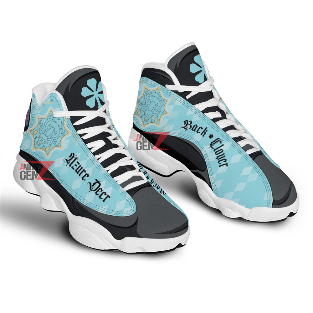 Back Clover Azure Deer Air Jordan 13 Custom Anime Shoes - Image 2