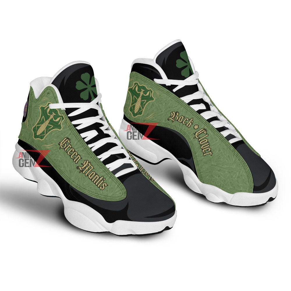 Back Clover Green Mantis Air Jordan 13 Custom Anime Shoes - Image 2