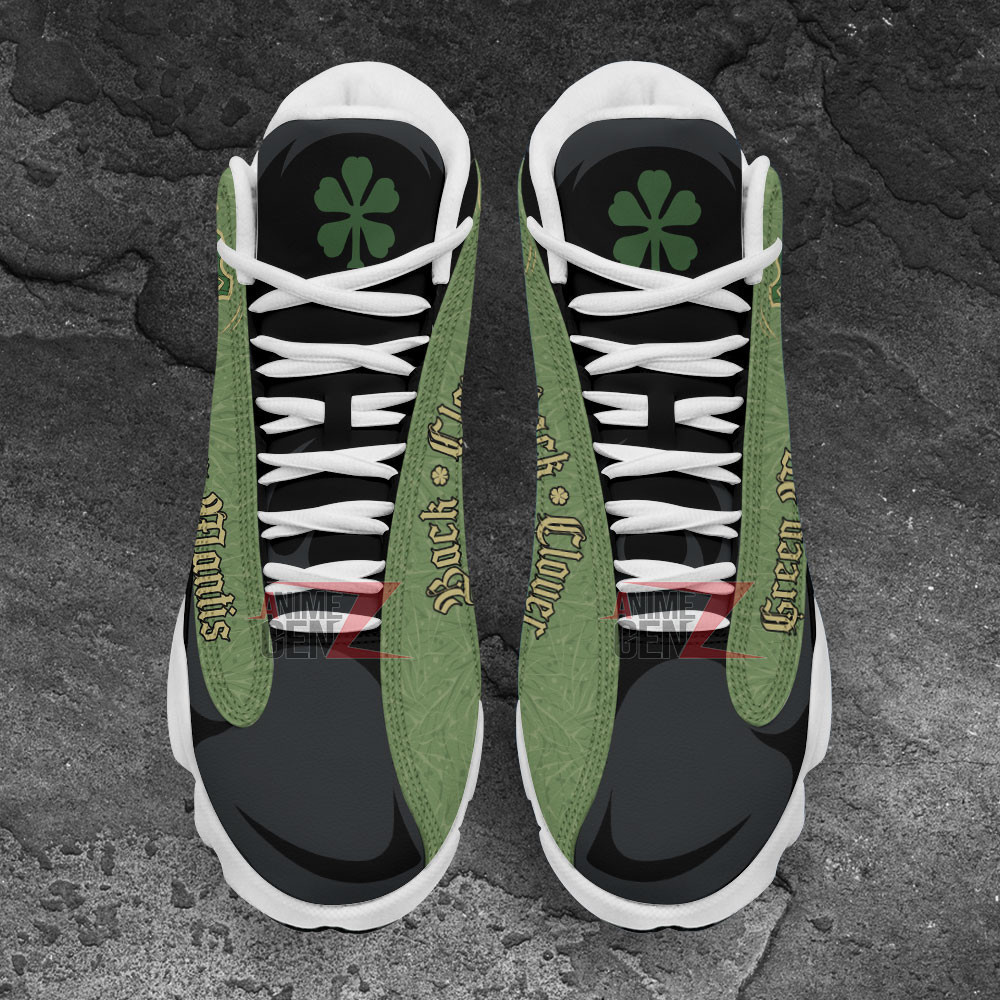 Back Clover Green Mantis Air Jordan 13 Custom Anime Shoes - Image 4