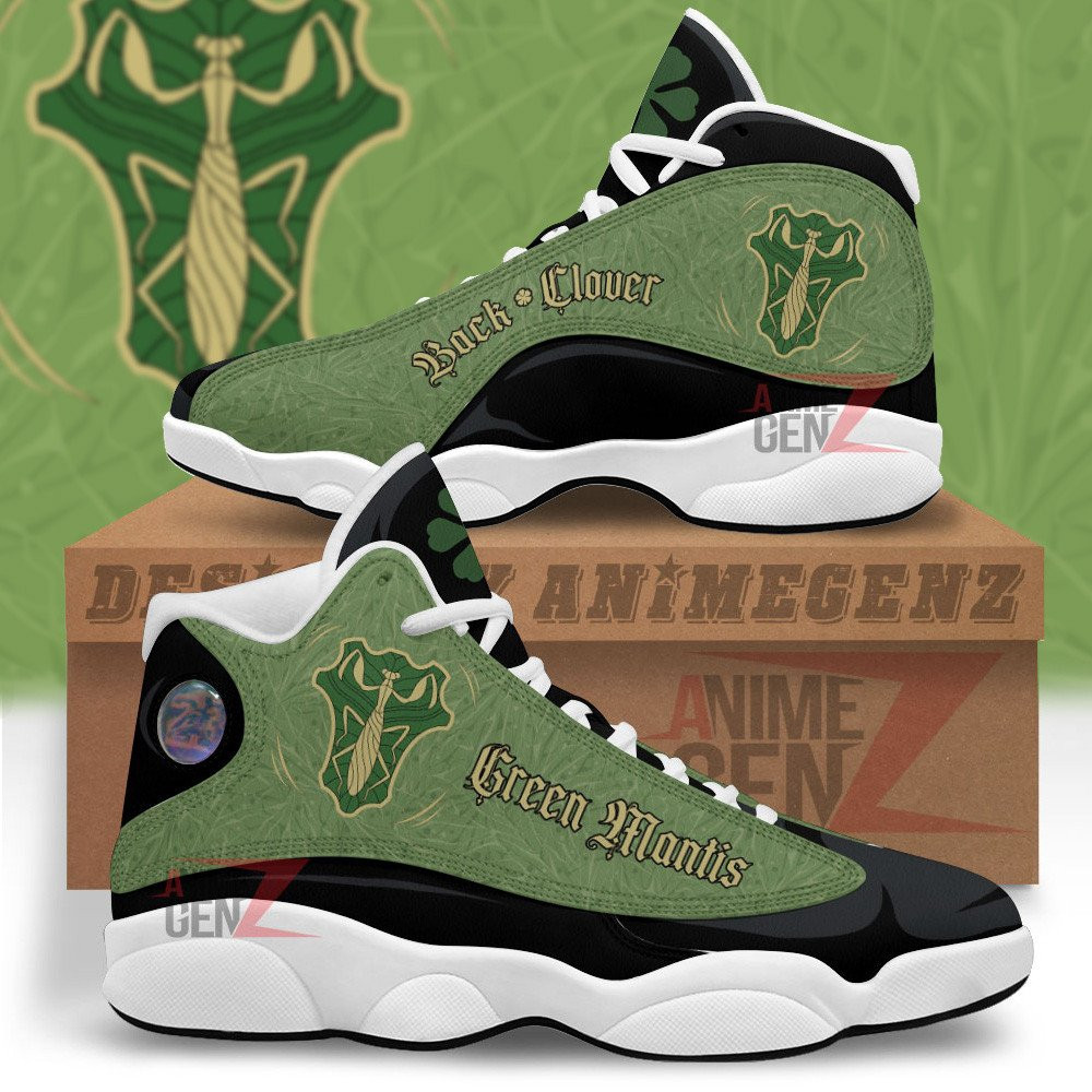 Back Clover Green Mantis Air Jordan 13 Custom Anime Shoes