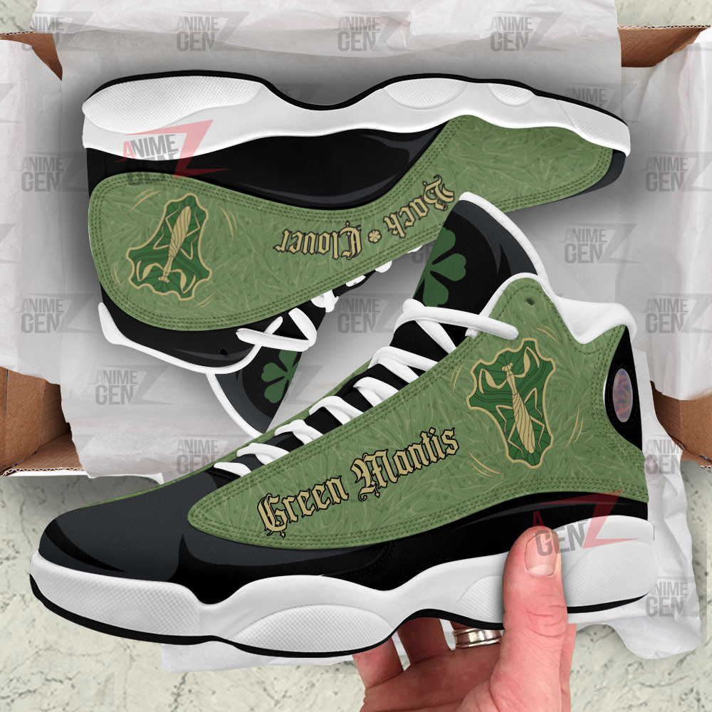 Back Clover Green Mantis Air Jordan 13 Custom Anime Shoes - Image 3