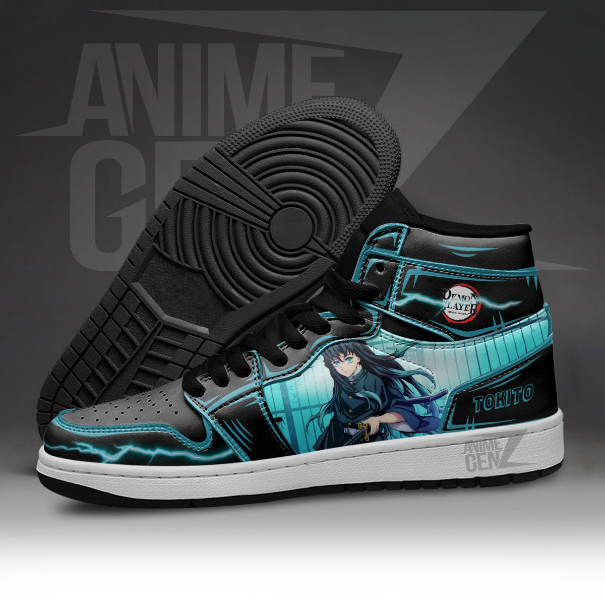Demon Slayer Tokito JD Sneakers Black Cool Style Custom Anime Shoes - Image 5