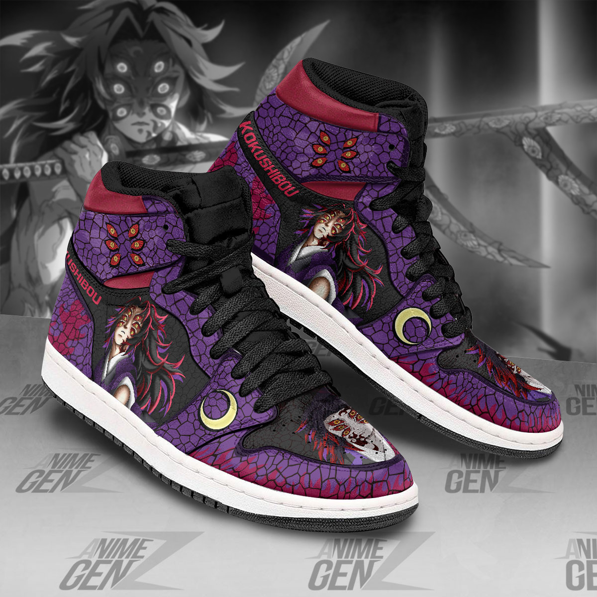 Demon Slayers Kokushibou JD Sneakers Custom Anime Shoes - Image 2
