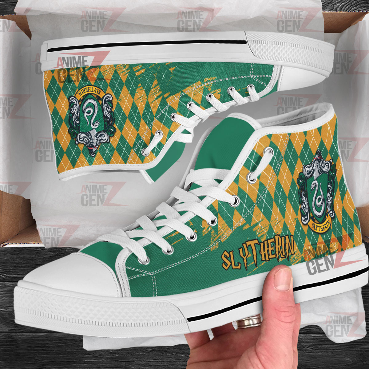 Harry Potter Slytherin High Top Shoes Custom Anime Shoes - Image 2