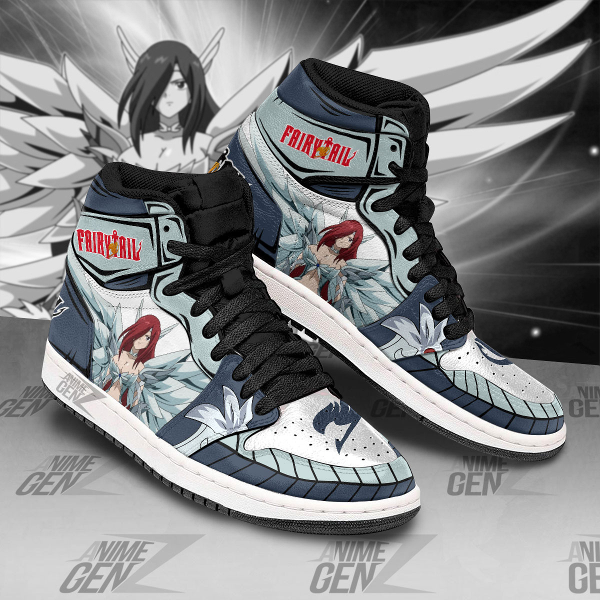 JD Sneakers Fairy Tail Erza Scarlet Custom Anime Shoes - Image 2