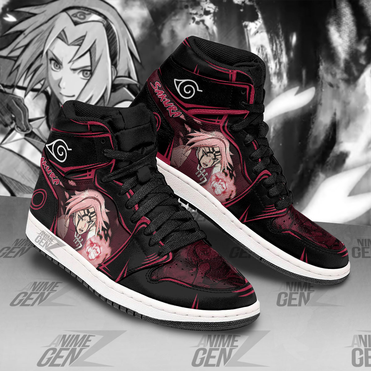 Naruto Sakura JD Sneakers Custom Anime Shoes - Image 2