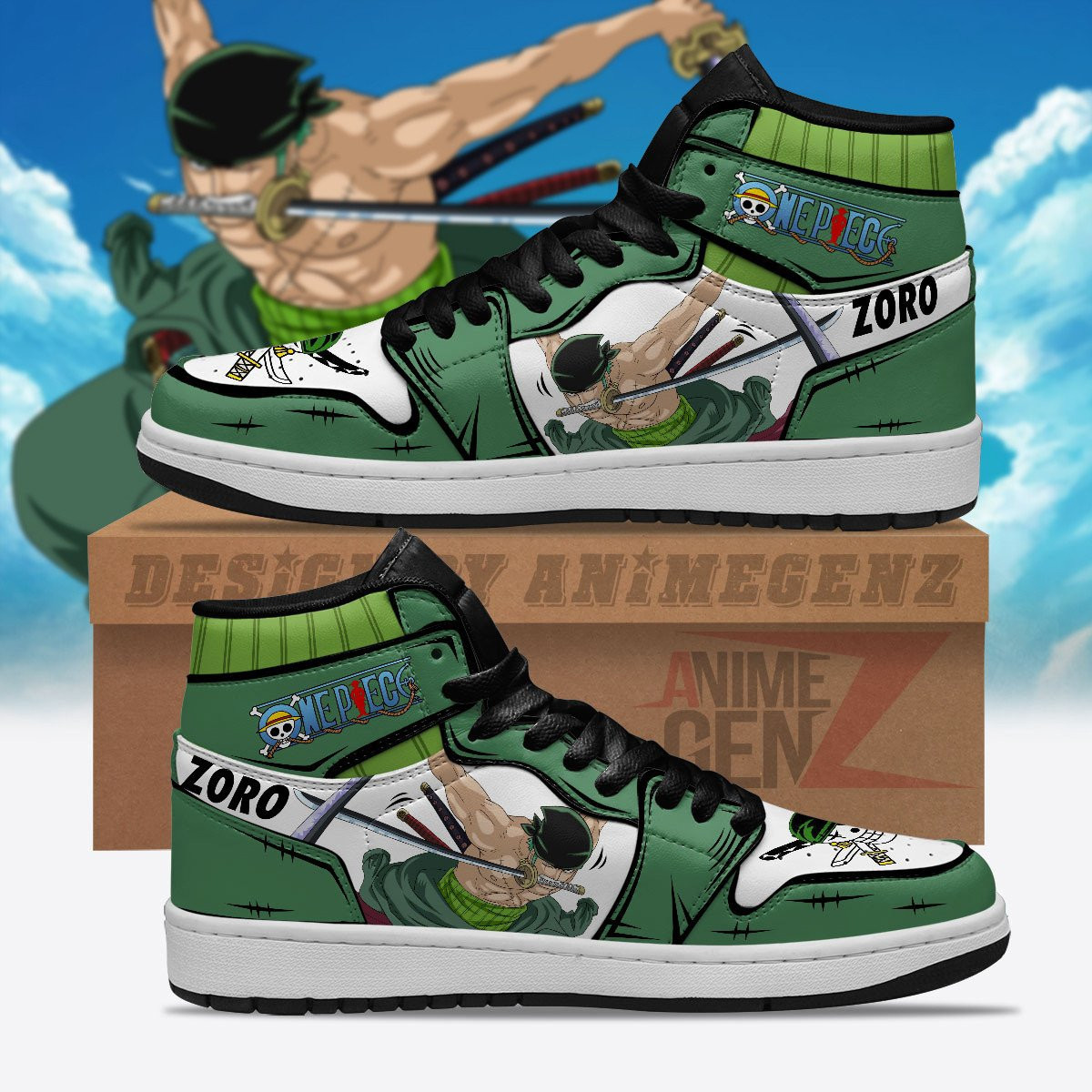 One Piece Roronoa Zoro JD Sneakers Custom Anime Shoes