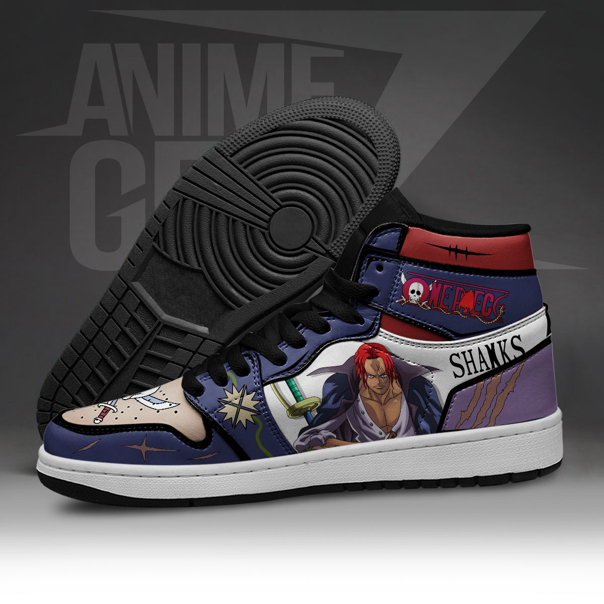 One Piece Shanks Red Hair JD Sneakers Custom Anime Shoes - Image 5
