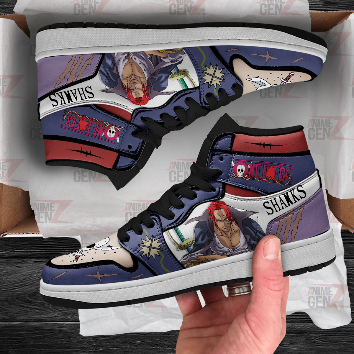 One Piece Shanks Red Hair JD Sneakers Custom Anime Shoes - Image 4