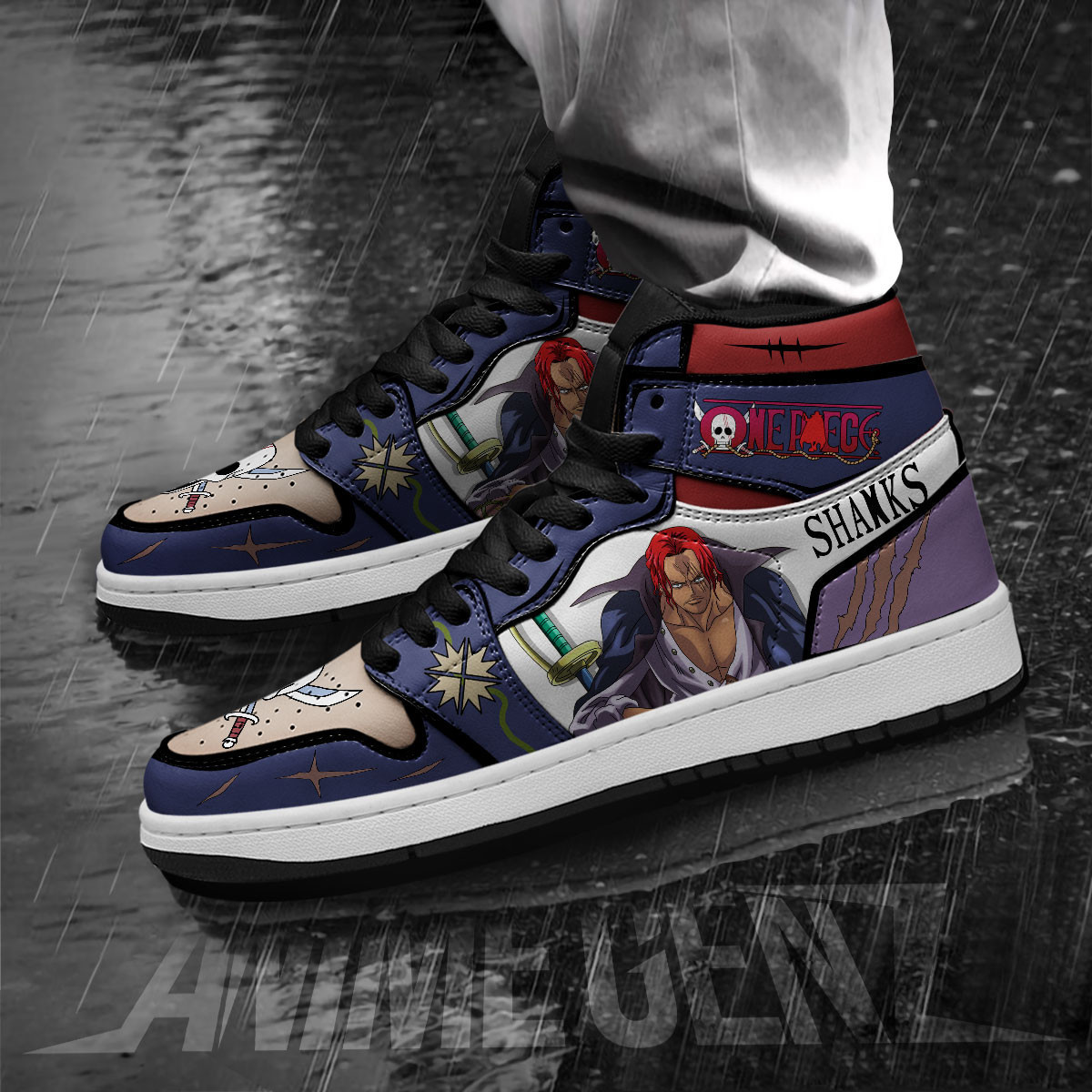 One Piece Shanks Red Hair JD Sneakers Custom Anime Shoes - Image 3