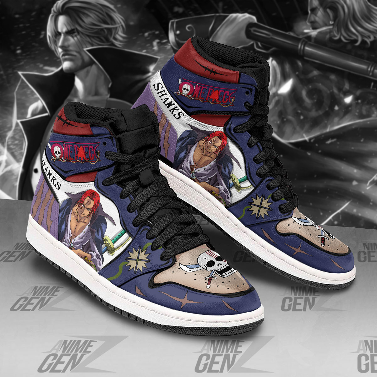 One Piece Shanks Red Hair JD Sneakers Custom Anime Shoes - Image 2