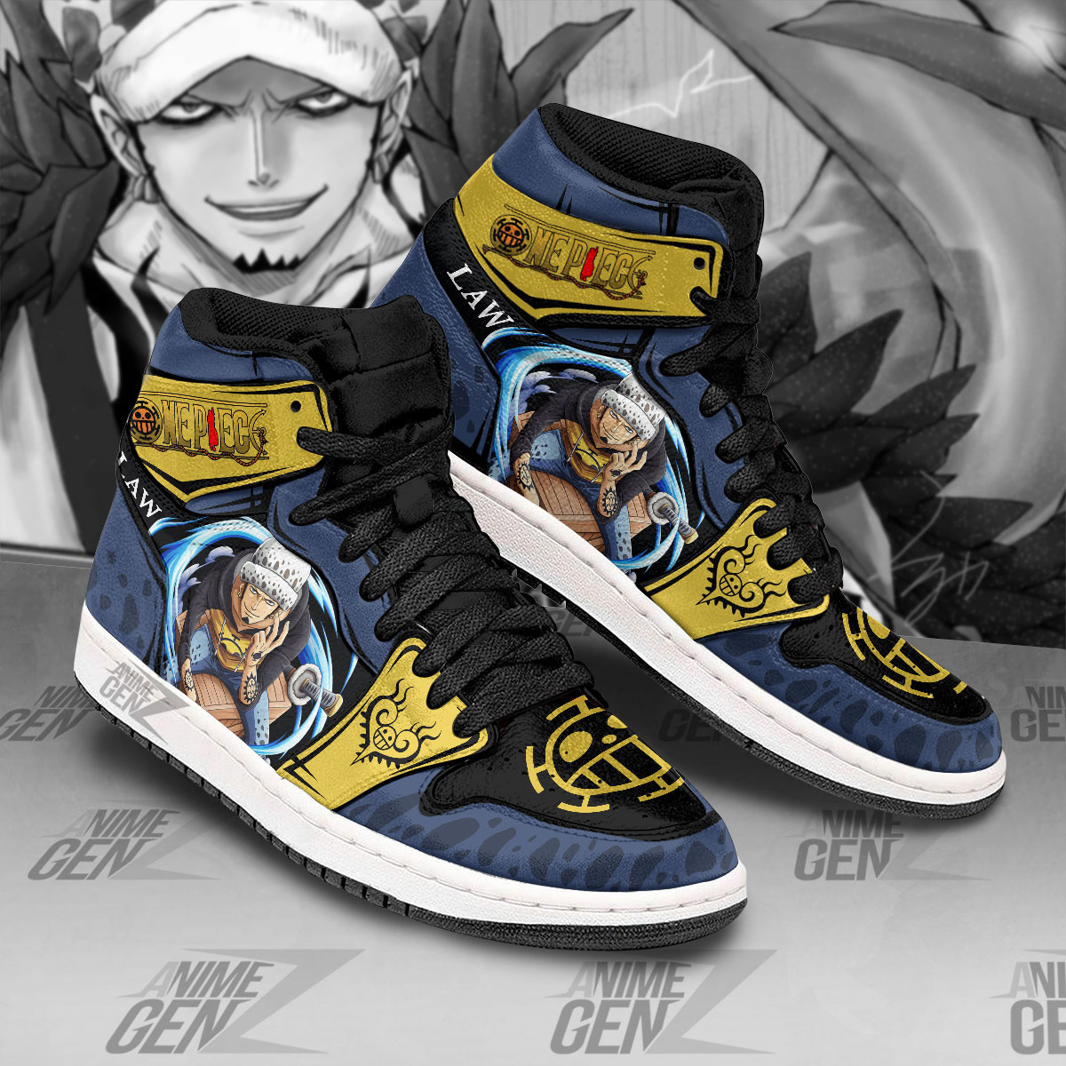 One Piece Trafalgar D. Water Law JD Sneakers Custom Anime Shoes - Image 2