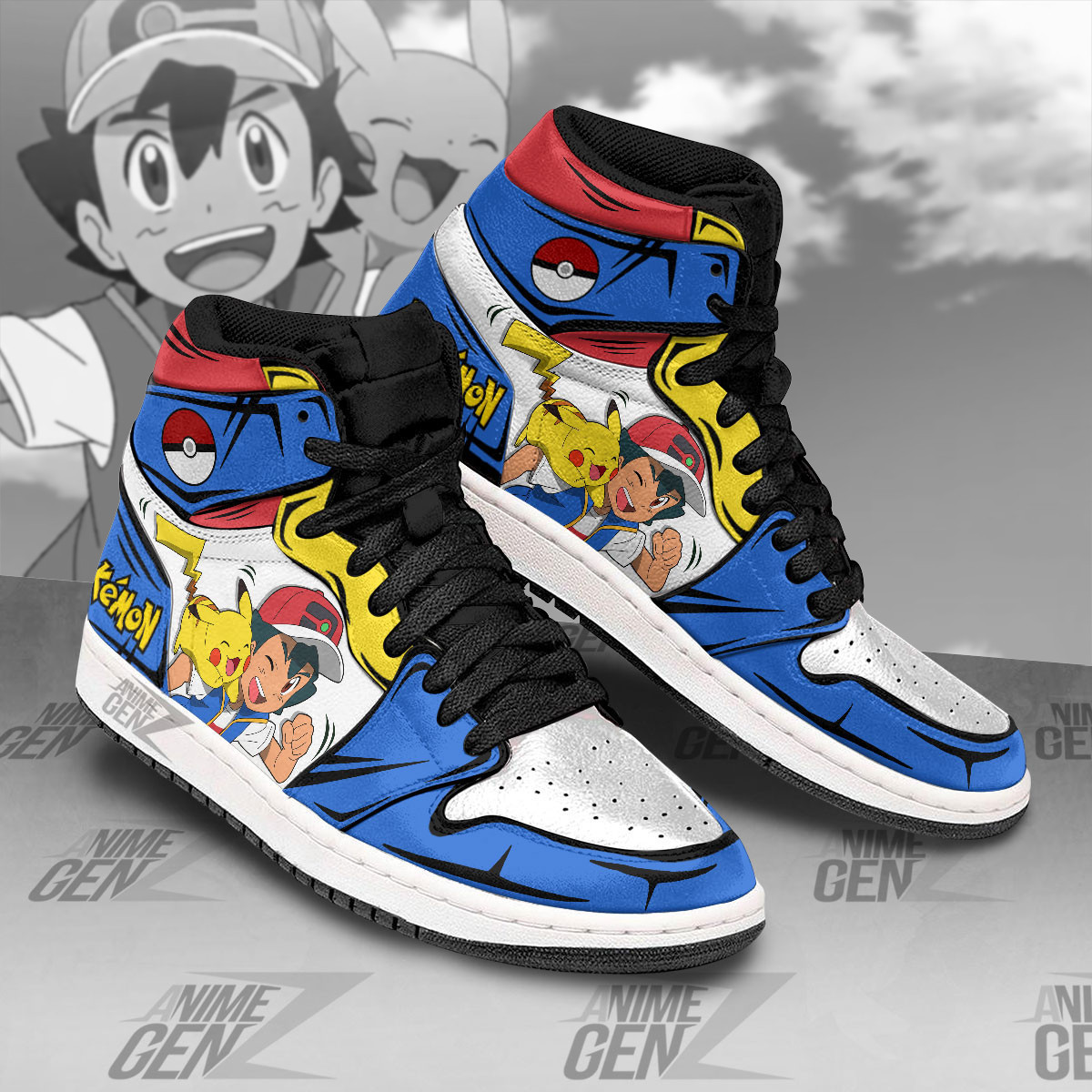 Pokemon Satoshi Pikachu JD Sneakers Custom Anime Shoes - Image 2