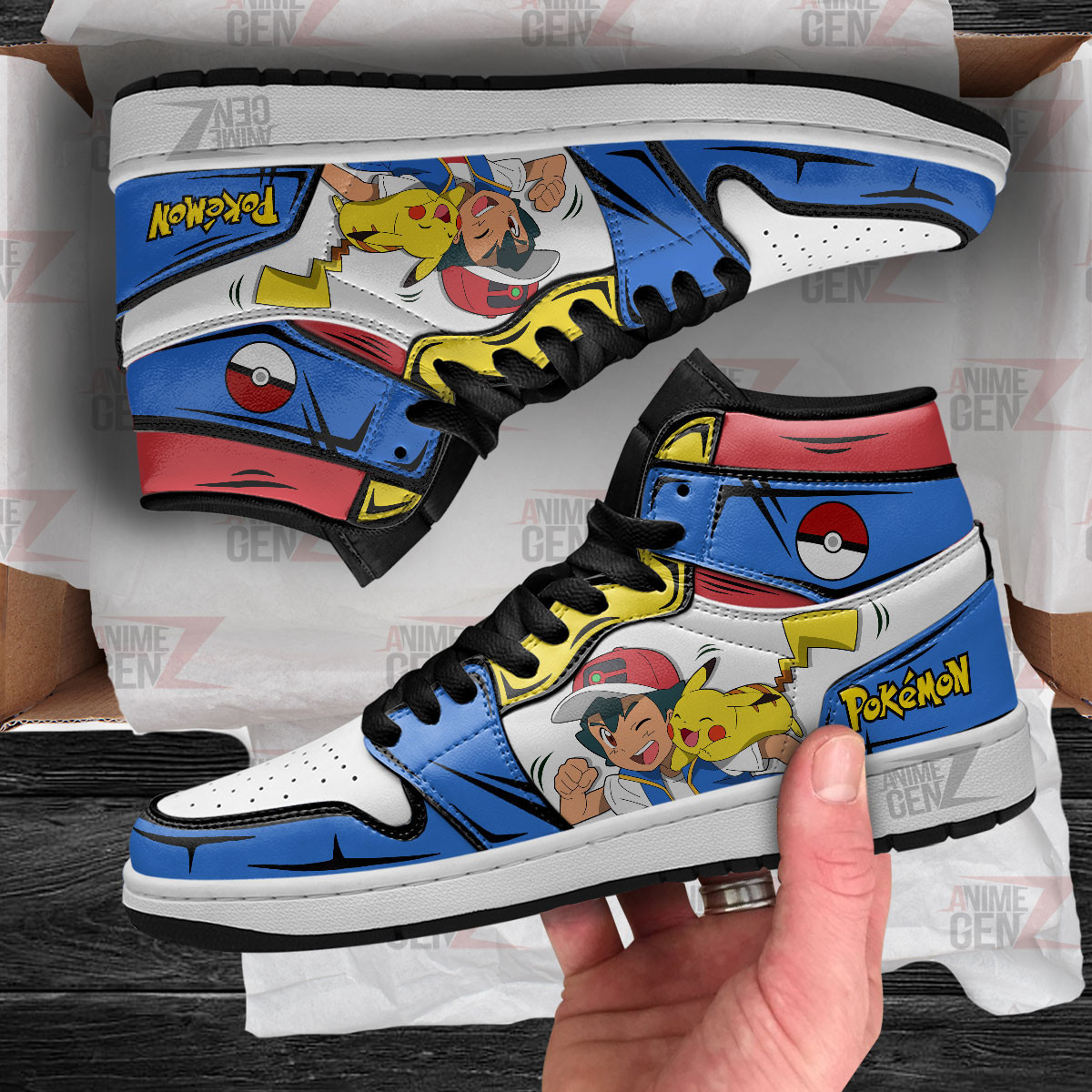 Pokemon Satoshi Pikachu JD Sneakers Custom Anime Shoes - Image 4