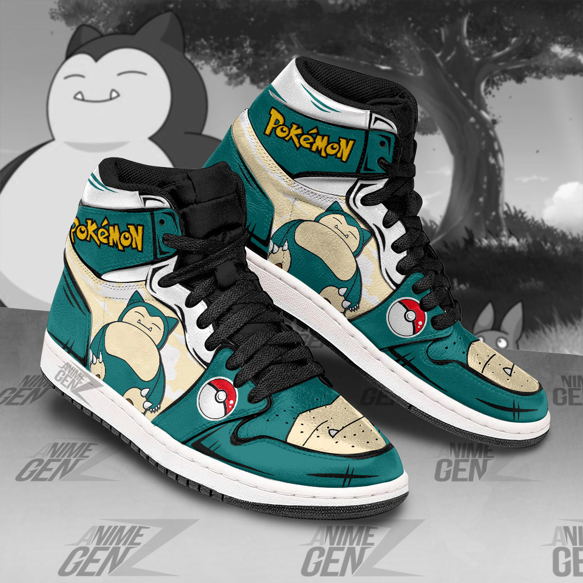 Pokemon Snorlax JD Sneakers Custom Pokemon Anime Shoes - Image 2